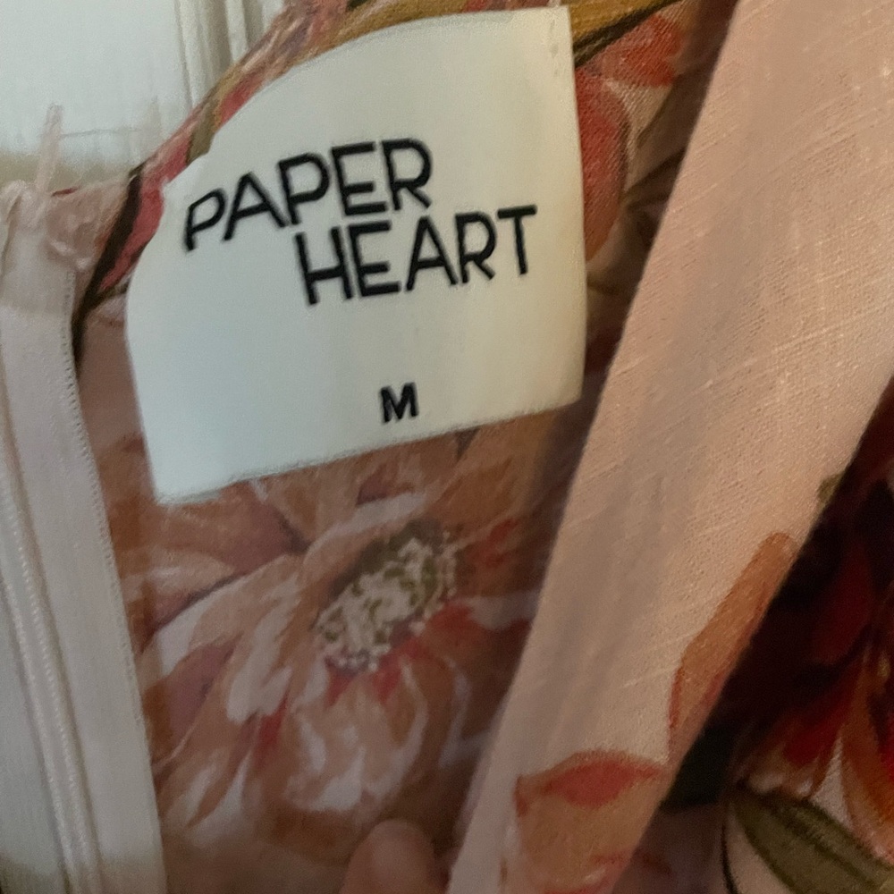Paper Heart Floral Pink Maxi Skirt with Red Bloom Print Medium - Picture 2 of 4